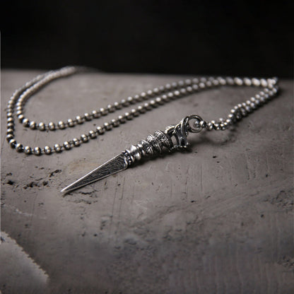 Buddha Stones 925 Sterling Silver Year of the Dragon Design Dorje Vajra Protection Necklace Pendant