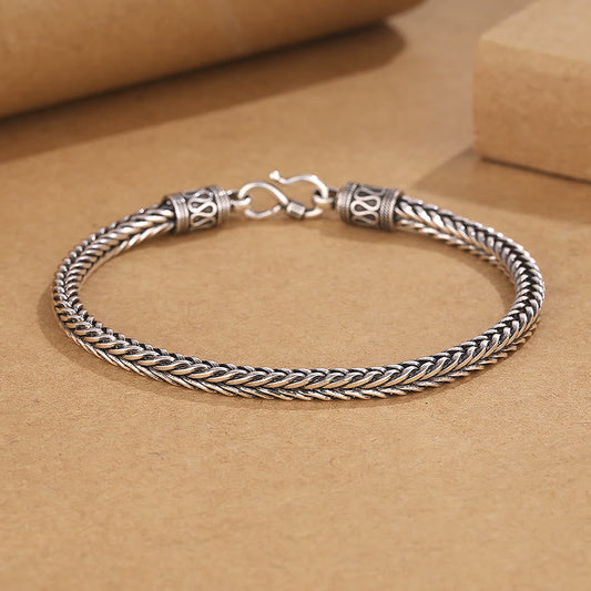 Pulsera con hebilla de riqueza y diseño trenzado de quilla de dragón vintage con piedras de Buda 