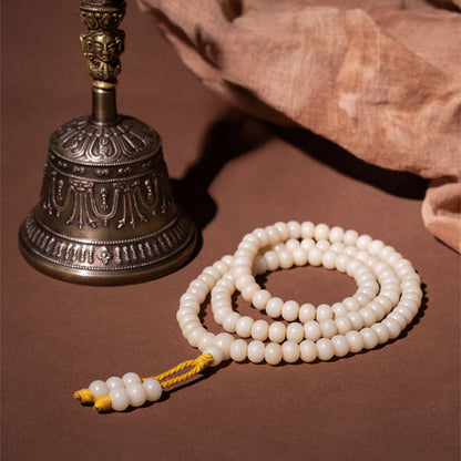 7,5 mm * 10 mm weiße Jade Bodhi 108 Perlen Mala Gebetsperlen