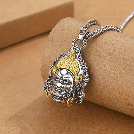 Collar colgante de cobre con amuleto de la suerte, dios de la riqueza, con piedras de Buda amarillas