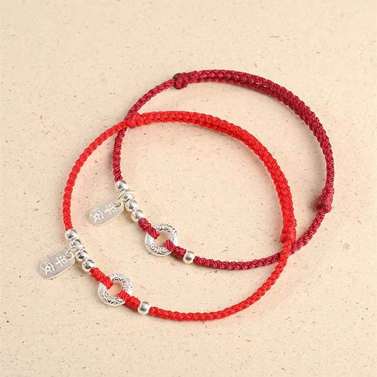 Pulsera tobillera con piedras de Buda en plata de ley 925 con hebilla de paz y nubes auspiciosas.