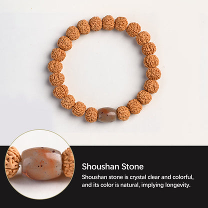 Buddha-Steine ​​Tibet Rudraksha Bodhi Samen Reichtum Glücksbringer Armband