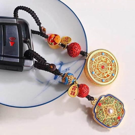 Buddha Steine ​​Fu Charakter Segen Ruyi Charme Schlüsselanhänger