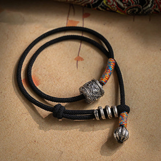Armband mit tibetischem Om Mani Padme Hum-Amulett aus Buddha-Steinen, doppelt gewickelt