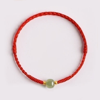 Buddha Stones Handgemachtes Jade Glücksperle Wohlstand Geflochtenes Armband