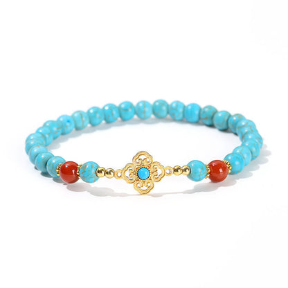 Buddha Stones Türkis Perlen Schutz Balance Armband