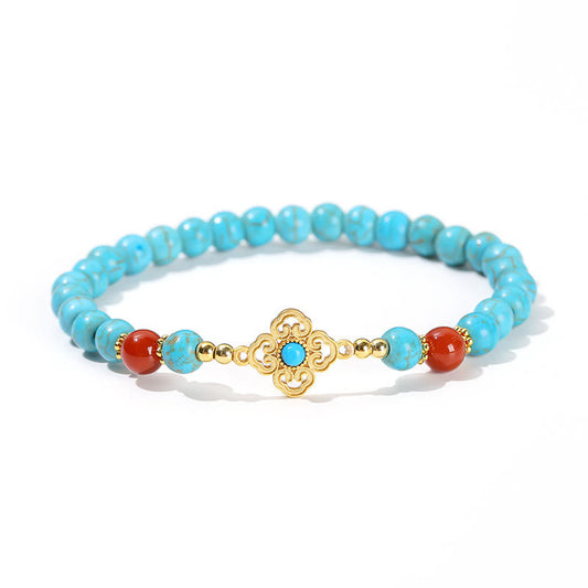 Buddha Stones Türkis Perlen Schutz Balance Armband