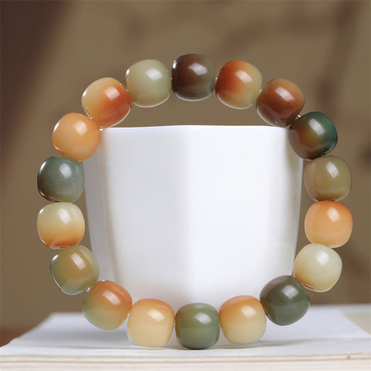 Buddha-Steine, buntes Bodhi-Samen-Armband mit Weisheitssymbolen
