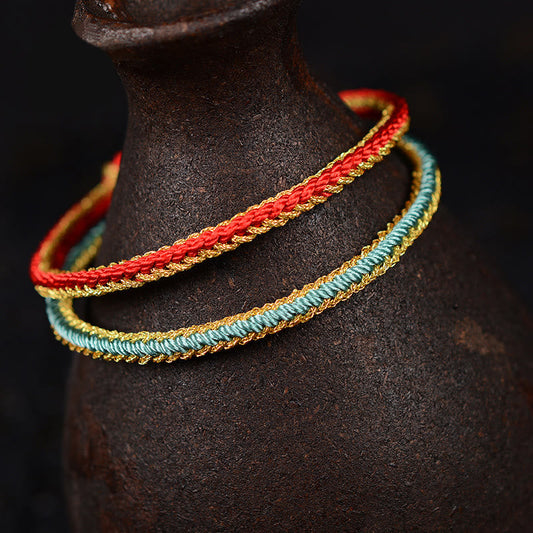 Buddha Stones Zweifarbiges Seil Handgefertigtes Achtfaden-Friedensknoten-Armband