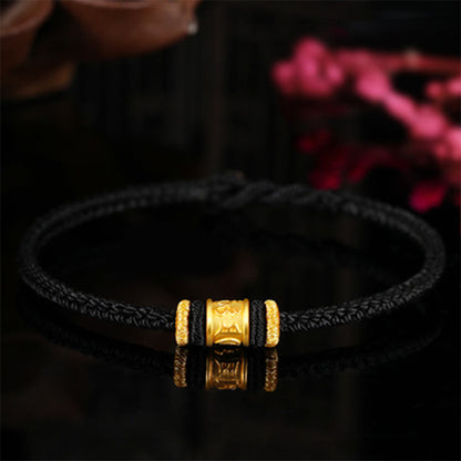 Pulsera de cuentas de la suerte con piedras de Buda del Tíbet, oro 999, con grabado Om Mani Padme Hum 