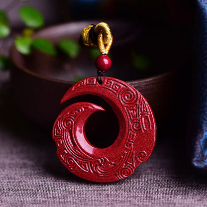 Buddha Stones One's Luck Improves Design Patern Natural Cinnabar Blessing Halskettenanhänger 