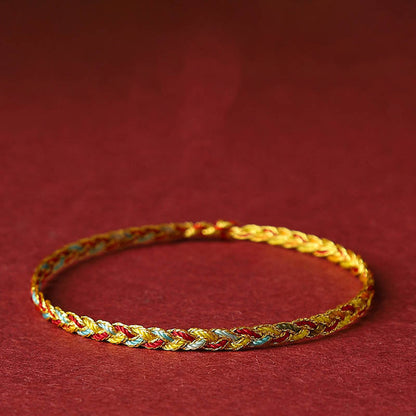 Buddha Stones Handmade Multicolored Dragon Scale Pattern Braid String Bracelet