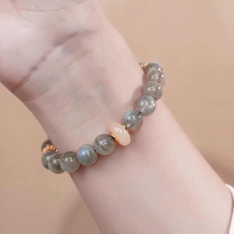 Pulsera de piedra lunar labradorita natural de Buddha Stones con curación cambiante 