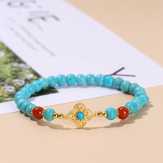 Buddha Stones Türkis Perlen Schutz Balance Armband
