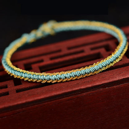 Pulsera de nudo de la paz de ocho hilos hecha a mano con cuerda bicolor de piedras de Buda