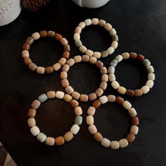 Rice Cake Milk Coffee Series Bodhi Bead Bracelet - Touch Bling