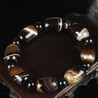 Buddha Stones Natural Sardonyx Courage Happiness Bracelet