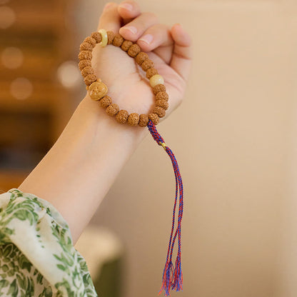 Pulsera tibetana de Rudraksha Bodhi con piedras de Buda y semillas de Bodhi.