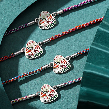 Buddha Stones 925 Sterling Silber Zongzi Muster Glück Mehrfarbig Handgefertigtes Armband 