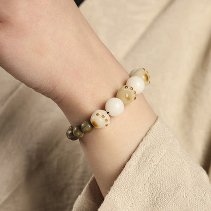 Buddha Stones Natural Green Sandalwood Bodhi Seed Cat Paw Claw Cure Bracelet