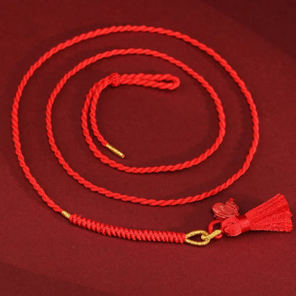 Cadena para el vientre de hilo rojo con bendición de dragón y cinabrio natural de piedras de Buda
