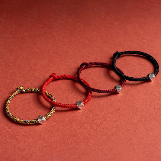 Pulsera trenzada con piedras de Buda en plata de ley 925, hecha a mano, con el zodíaco chino y la protección de la suerte.