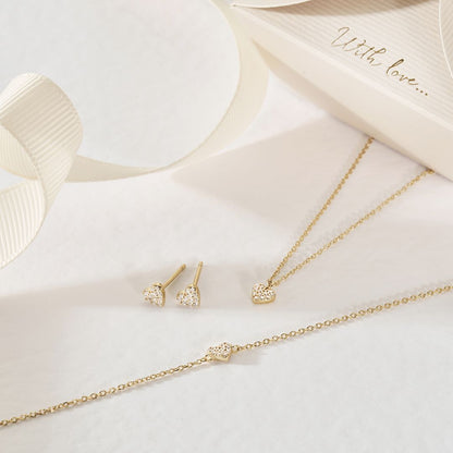 Gold Diamond Style Cluster Heart Bracelet