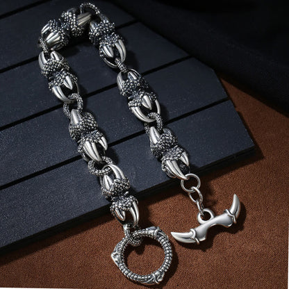 Pulsera de protección y fuerza con garra de dragón grabada con piedras de Buda