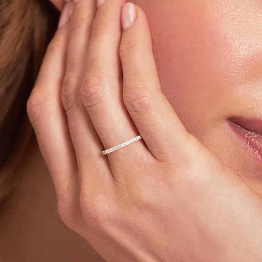 Silver Diamond Style Half Eternity Ring