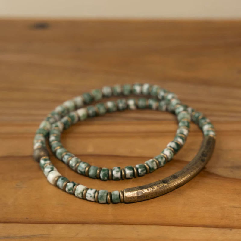 Buddha Stones Sodalite Picture Jasper Green Point Stone Harmony Wisdom Bracelet - Touch Bling