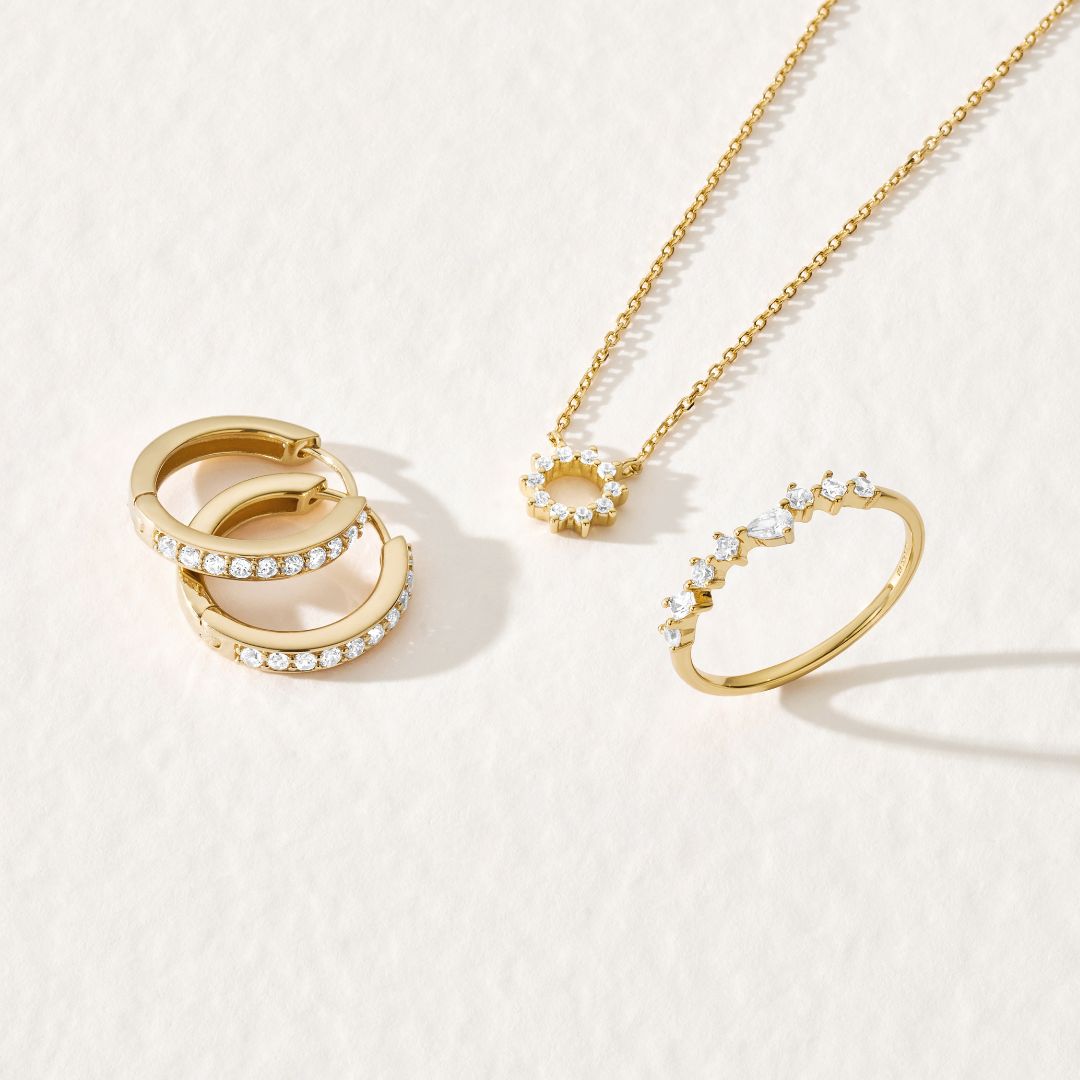 Gold Diamond Style Sun Necklace