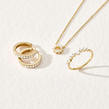 Gold Diamond Style Sun Necklace