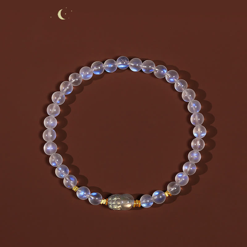 Pulsera curativa PiXiu de piedra lunar natural bañada en oro y plata de ley 925 con piedras de Buda 