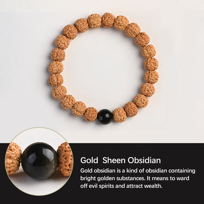 Buddha-Steine ​​Tibet Rudraksha Bodhi Samen Reichtum Glücksbringer Armband