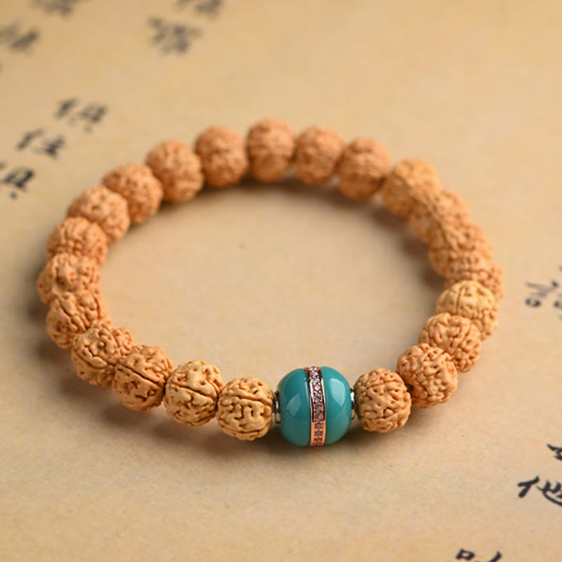 Buddha-Steine ​​Tibet Rudraksha Bodhi Samen Reichtum Glücksbringer Armband