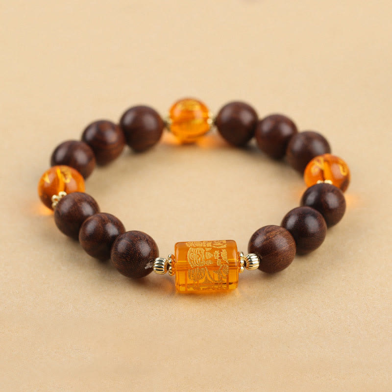 Buddha-Steine, natürliches Phoebe Zhennan-Holz, Om Mani Padme Hum, Gott des Reichtums, Kristall-Schutzarmband