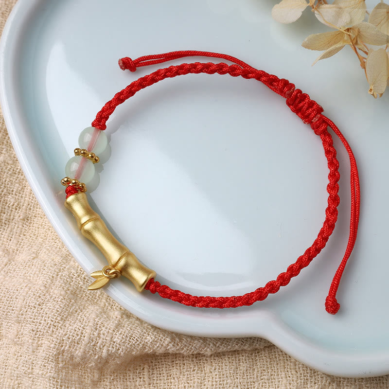 Pulsera trenzada con diseño de bambú y piedras de Buda para la suerte y la fuerza 