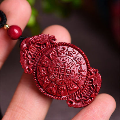 Colgante de collar con bendición de cinabrio natural con forma de calabaza del zodiaco chino Yin Yang de Buda sonriente con piedras de Buda 