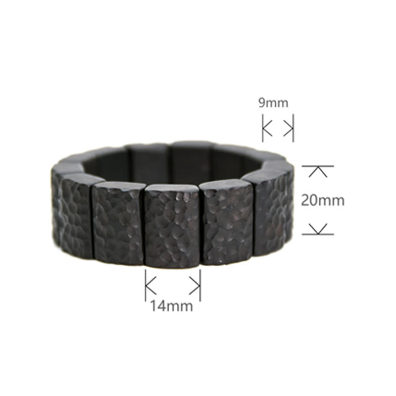 Pulsera de pareja con textura de madera de ébano vintage y piedras de Buda 