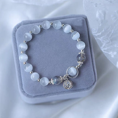 Buddha Stones Katzenauge Mondstein Fu Charakter Ball Charm Support Armband
