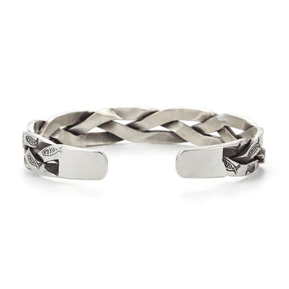 Brazalete con diseño retorcido de pez koi y piedras de Buda para la suerte y la riqueza