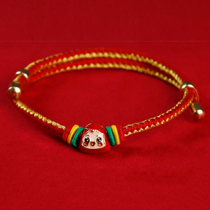 Buddha-Steine, buntes Seil, Zongzi-Muster, Fu-Charakter, Glück, handgefertigtes Armband 