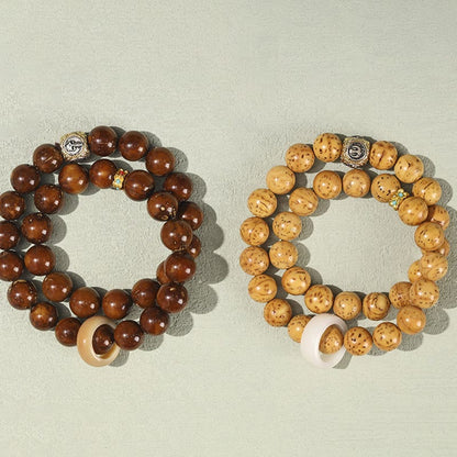 Pulsera de doble vuelta con semillas de Bodhi de rata y oro púrpura tibetano natural con piedras de Buda
