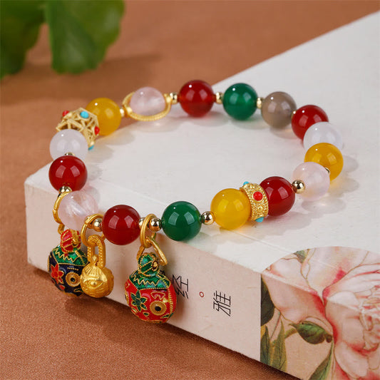 Buddha Stones Gold Swallowing Beast Family Verschiedene Achat Kristall Erfolg Armband 
