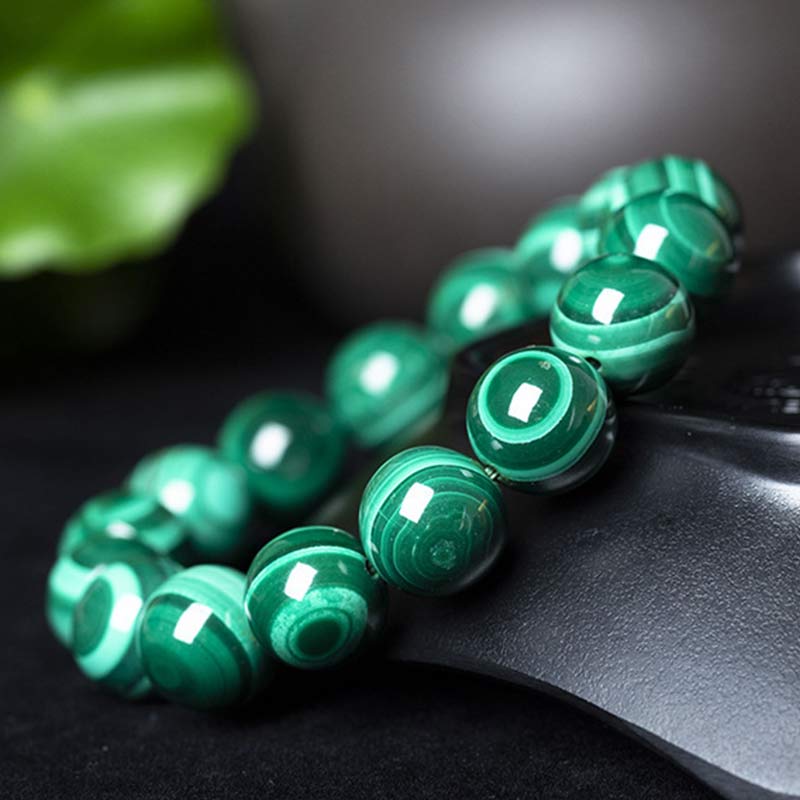 Pulsera de Malaquita Natural con Piedras de Buda para la Protección y la Calma