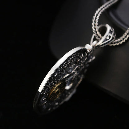 Collar con colgante de piedra de Buda, ondas de dragón, Yin Yang, Bagua, suerte y fuerza 