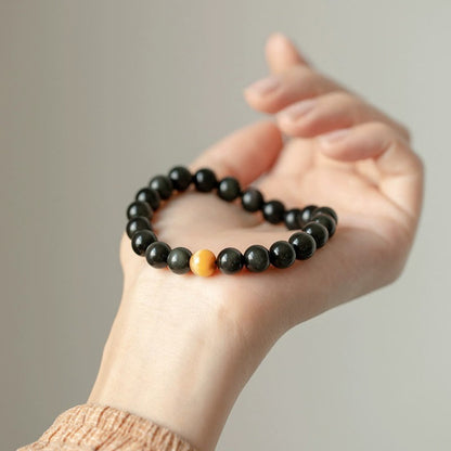 Buddha Stones Armband aus natürlichem Regenbogen-Obsidian und Tigerauge mit positiver Liebe