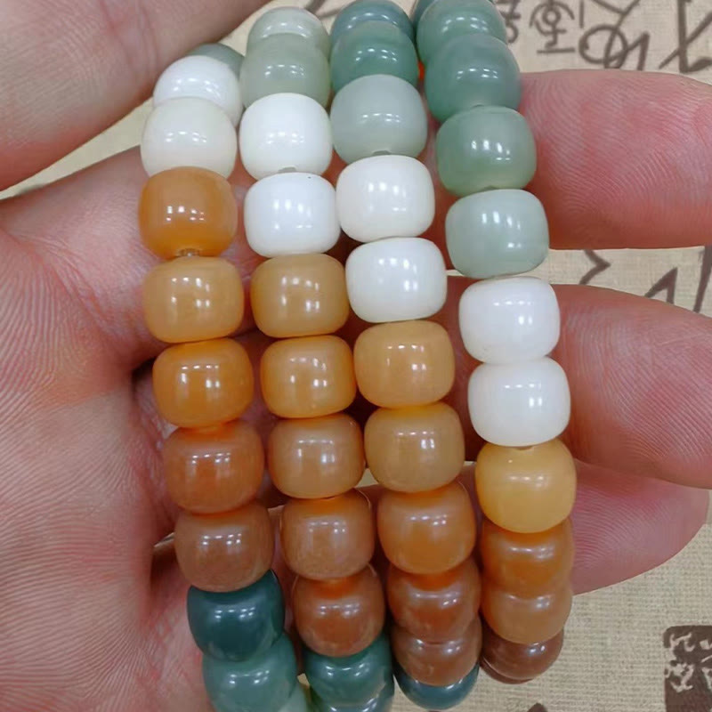 Buddha Stones 108 Mala-Perlen Farbverlauf Bodhi Seed Grüne Tara Buddha Gravur Peace Harmony Armband