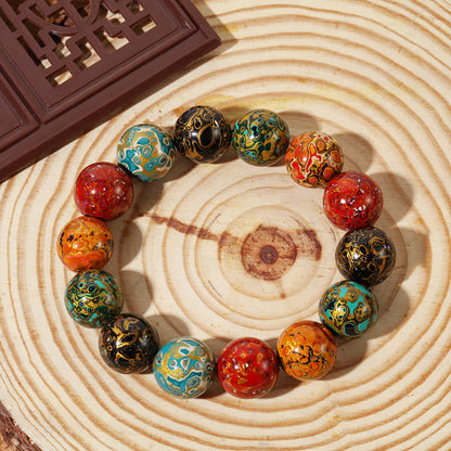 Pulsera de cuentas de laca multicolores naturales de Buda 