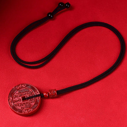 Buddha Stones Natural Cinnabar Mountain Ghosts Spend Money Bagua Blessing Necklace Pendant Key Chain